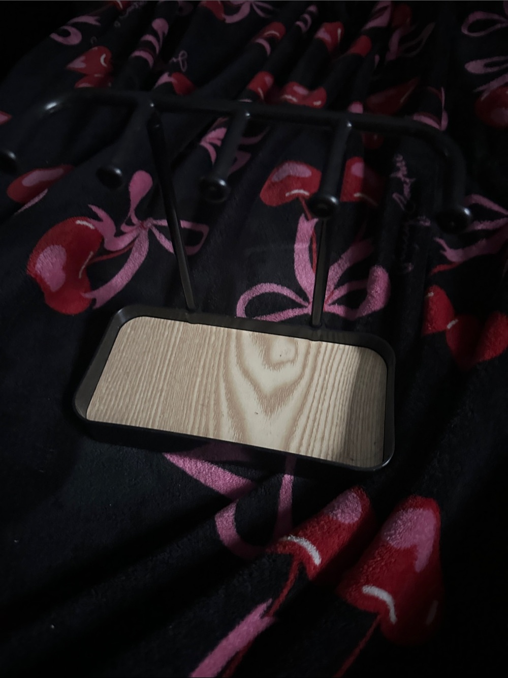 Black Jewelry Stand with Light Wood-Tone Tray